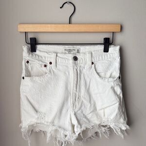 Abercrombie & Fitch The Cutoff Short High Rise White Raw Hem